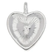 Heart charm 18x14.5 mm with glass heart - Silver plated - Opal x1