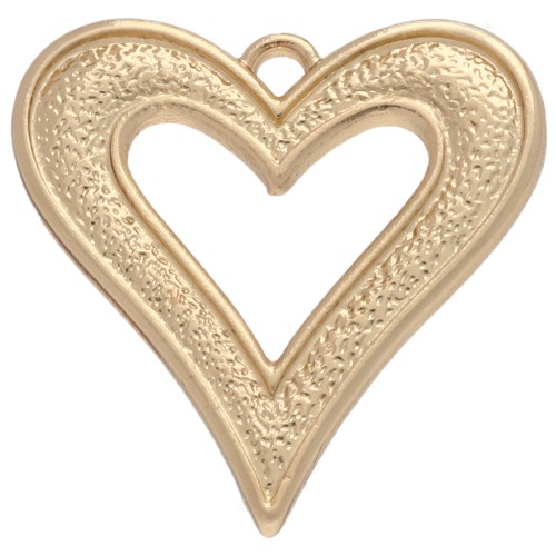 Textured openwork heart pendant 30x28 mm - Gold x1