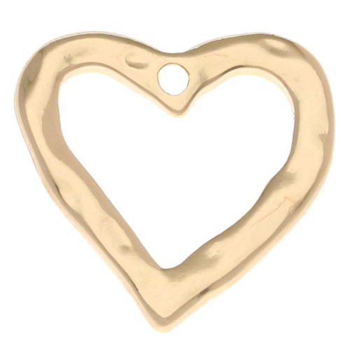 19 mm openwork hammered heart charm - Gold x1