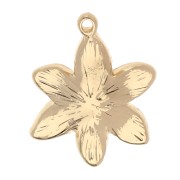 Flower charm 20x15 mm with epoxy resin and rhinestones - Gold - White x1