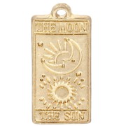 Tarot card pendant 22x10 mm - The moon and the sun - Vintage gold x1|raw }}