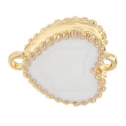 Textured core spacer 14x12 mm with epoxy resin - Gold - Pearlescent white x1