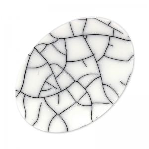 Synthetic cabochon ovale 25x18mm imitation Howlite x1