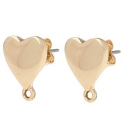 Heart studs 14x11 mm with closed hoop - Gold x2|raw }}