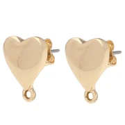 Heart studs 14x11 mm with closed hoop - Gold x2