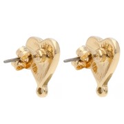 Heart studs 14x11 mm with closed hoop - Gold x2