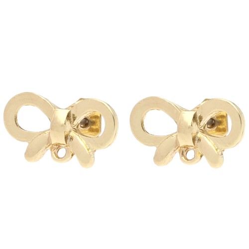 Stud Earrings 8.5x15 mm with Closed Hoop - Gold x2
