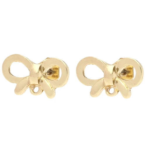 Stud Earrings 8.5x15 mm with Closed Hoop - Gold x2