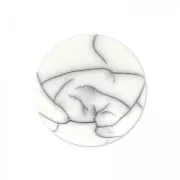 Synthetic cabochon rond 10mm imitation Howlite x1