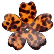 25 mm Acetate Flower Pendant - Terrazzo Brown - Black x1
