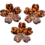 25 mm Acetate Flower Pendant - Terrazzo Brown - Black x1