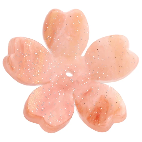 25 mm acetate flower pendant - Marbled Peach gold glitter x1