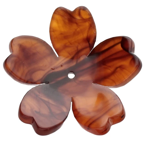 25 mm Acetate Flower Pendant - Marbled Dark Brown x1