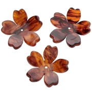 25 mm Acetate Flower Pendant - Marbled Dark Brown x1