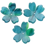 25 mm Acetate Flower Pendant - Marbled Duck Blue - Anise Green x1