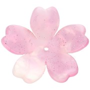 25 mm acetate flower pendant - Pink marbled - White pearly glitter x1|raw }}