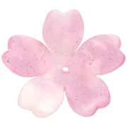 25 mm acetate flower pendant - Pink marbled - White pearly glitter x1