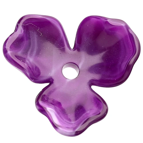 23.5 mm acetate flower pendant - Marbled Dark Violet x1