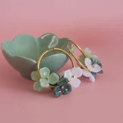 23.5 mm Acetate Flower Pendant - Fir Green Marble x1