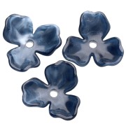 23.5 mm Acetate Flower Pendant - Dark Blue Marble x1