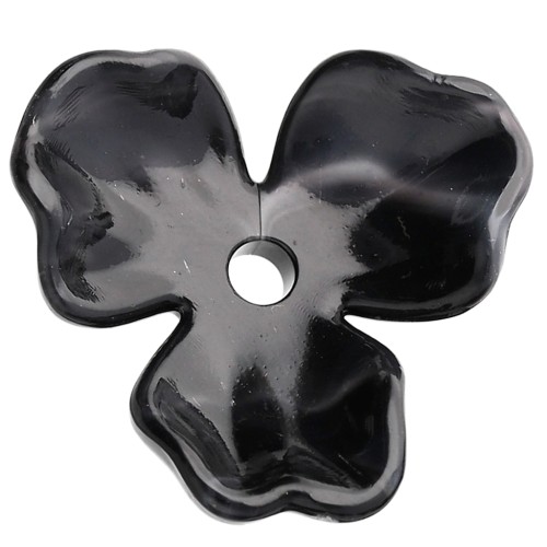 23.5 mm Acetate Flower Pendant - Black Marble x1