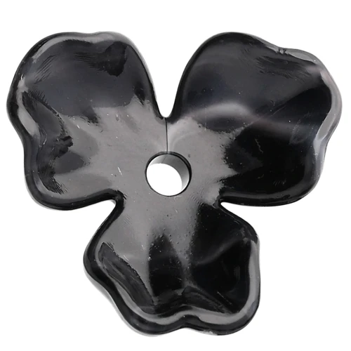 23.5 mm Acetate Flower Pendant - Black Marble x1