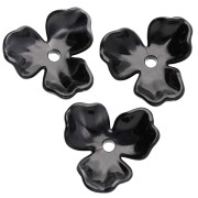 23.5 mm Acetate Flower Pendant - Black Marble x1