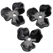 23.5 mm Acetate Flower Pendant - Black Marble x1