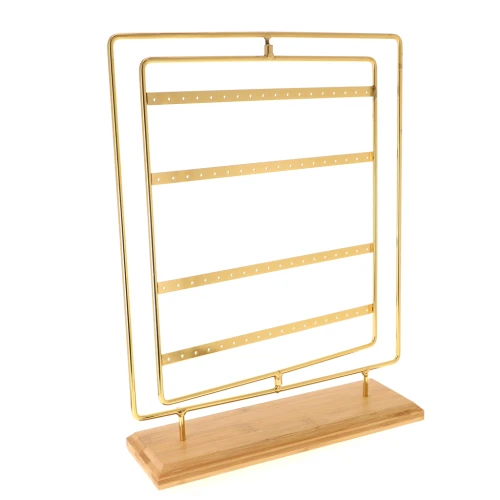 Jewelry holder - Swivel jewelry display 38.5x29cm in metal and bamboo - Gold x1