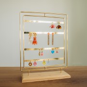 Jewelry holder - Swivel jewelry display 38.5x29cm in metal and bamboo - Gold x1
