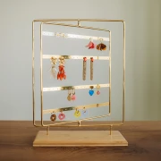 Jewelry holder - Swivel jewelry display 38.5x29cm in metal and bamboo - Gold x1