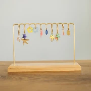 Jewelry holder - Jewellery display 15x23 cm in metal and wood - Gold x1