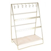 Jewelry holder - 30x20.5 cm jewelry display in gold metal and Beige suede x1|raw }}