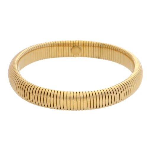 62 mm beaded bracelet - 10 mm wide - 304 Gold stainless steel x1
