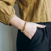 62 mm beaded bracelet - 10 mm wide - 304 Gold stainless steel x1