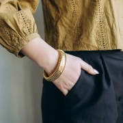 68 mm beaded bracelet - 20 mm wide - 304 Gold stainless steel x1