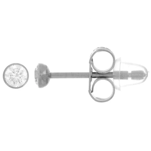 3 mm round earstuds with zirconium oxide - 304 stainless steel x2