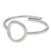 Adjustable Ring with Openwork Circle, 10 mm - Sizes 50–56 - 304L Stainless Steel x1