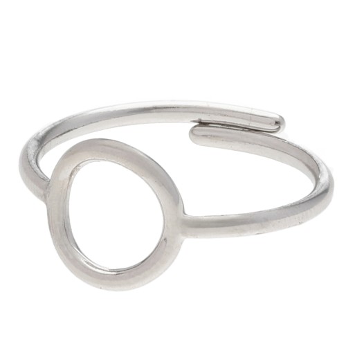 Adjustable Ring with Openwork Circle, 10 mm - Sizes 50–56 - 304L Stainless Steel x1