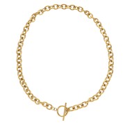 Trace 8 mm Necklace with T Clasp - 304 Stainless Steel Gold x45cm|raw }}