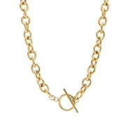 Trace 8 mm Necklace with T Clasp - 304 Stainless Steel Gold x45cm