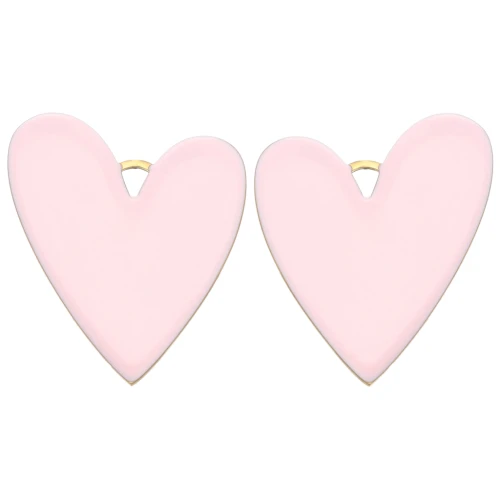 Heart pendants 38x30 mm with epoxy resin - 304 Gold stainless steel - Rose x2