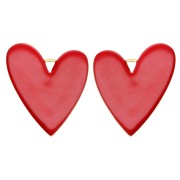 Heart pendants 38x30 mm with epoxy resin - 304 Gold stainless steel - Red x2|raw }}