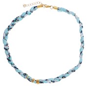 304 stainless steel braided cord necklace Gold - Blue - Grey x40 cm|raw }}
