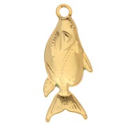 Fish pendant 28x11 mm with epoxy resin - 304 Gold stainless steel - Green x1