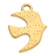 Engraved Bird Charm 20x16 mm - 304 Gold Stainless Steel x1