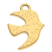 Engraved Bird Charm 20x16 mm - 304 Gold Stainless Steel x1