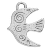 Engraved bird charm 20x16 mm - 304 stainless steel x1