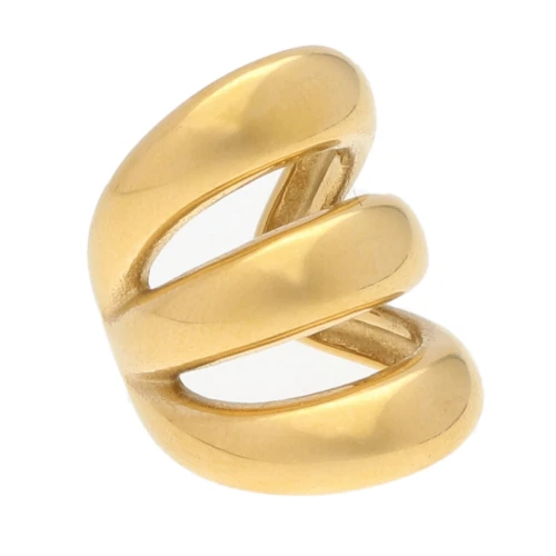 Ear cuff - Bague d'oreille large tripleneaux 17x13 mm - Stainless steel 304 Gold x1