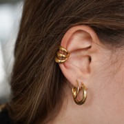 Ear cuff - Bague d'oreille large tripleneaux 17x13 mm - Stainless steel 304 Gold x1
